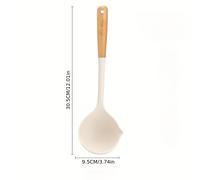 TEMU Cuchara de silicona con mango de madera - Cuchara grande y profunda, ideal para sopa y congee, resistente a altas temperaturas, antiadherente, y , para uso familiar y en restaurantes