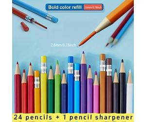 TEMU de 12/24 Lápices Mecánicos Avanzados , con Sacapuntas y Bolígrafo Cabeza , Lápiz Mecánico de 2.5mm, con Estuche, Suministros para Pintura y Escritura, Adecuado para Profesional