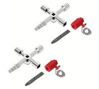 TEMU de 2 piezas, llave universal multifunción, llave triangular multifunción para ascensor - Llave triangular y de cruz 4 en 1