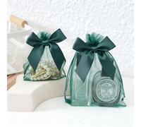 TEMU de 50 bolsas de organza transparentes, bolsa para joyas, bolsa de dulces y rosas con cordón, bolsa de regalo de boda y , 9*12 cm, 11*16 cm, Material: Fibra de poliéster