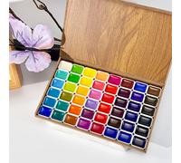 TEMU de acuarela de color sólido de 48 colores de 1 ml, para uso artístico profesional, empaquetado de madera, fácil de colorear, adecuado para , de tarjetas festivas y de pintura de DIY