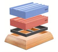 TEMU de afilado Waterstone Grit 400/1000 para herramientas de tallado en madera, base antideslizante para cinceles, mortajas, cuchillos, de afilado de carpintería para y profesionales