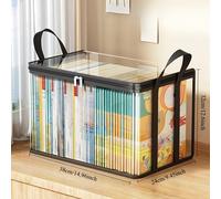 TEMU de almacenamiento de PVC transparente con abatible de | Organizador apilable para libros y material de oficina | Contenedor de plástico duradero | Vitrina para el hogar y | de