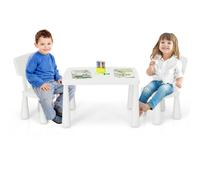 TEMU de Asientos Muebles para Niños Juego de 1 Mesa y 2 Sillas de Plástico para Cuarto de los Niños (White)