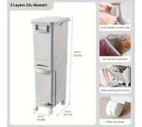 TEMU de basura de cocina de 32L con , clasificación con división o dos contenedores interiores, pedal para separación de residuos y húmedos, contenedor de plástico para ahorrar para cocina y baño
