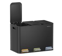 TEMU de Basura Familiar Triple, Ideal para Cocina, con y Cubeta Interior, 3 Cubos de 15L, Pedal con Código de Color, de Separación de Residuos, Acero
