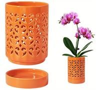 TEMU de Cerámica para Orquídeas, Macetas para Orquídeas con Agujeros, para Repotar Plantas, para Flores , Transpirable con Ranuras para Orquídeas, Regalo de Jardinería, Decoración para el Hogar