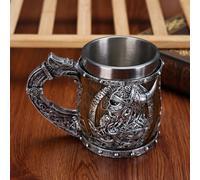 TEMU de cerveza vikinga nórdica medieval, taza de café con marca de acero inoxidable, taza de agua de , con relieve de temática de pirata vikingo, un gran regalo de Navidad