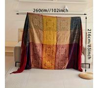 TEMU de Chenilla Bohemia Colorida con - Diseños Vibrantes de Paisley y Flores, Cubresofá para Todas , Cama, Silla - Lavable a Máquina, Decoración Multiusos para el Hogar, para Sofá