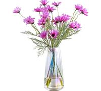 TEMU de Cristal Transparente y Moderno con Diseño Floral - Forma Cilíndrica Elegante para Decoración del Hogar y Oficina, Ideal para Arreglos Florales Frescos