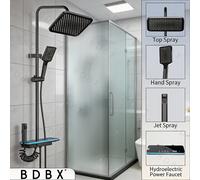TEMU de ducha BDBX de 4 funciones en mate, rociador superior de lluvia cuadrado, rociador de y , juego de ducha con pantalla LED para baño moderno, de ducha de lluvia moderno con plataforma grande