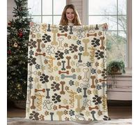 TEMU de felpa polar acogedora y de 1 pieza para amantes de , con estampado de de patas y huesos, , , regalo para de mascotas, decoración de , lavable, , elegante, bonita y acogedora para