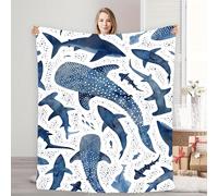 TEMU de Franela Acogedora con Tiburón Ballena Azul Oceánico, para la Comodidad del Hogar