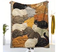 TEMU de franela de 1 pieza con estampado de gato, y cómoda para , adecuada para sofá, cama, oficina, coche, de viaje para acampar, decoración del hogar - Regalo para