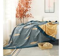 TEMU de gasa 100% algodón con estampado de peces, de cama, para , de sofá, de sofá tipo throw, multifuncional, lavable a máquina, regalo