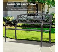 TEMU de Jardín de Acero Outsunny con Apoyabrazos y Respaldo con Imagen de Animal Carga 240 kg para de Patio 127x60x85 cm Marrón
