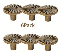 TEMU de latón estilo vintage para gabinetes, modernas de cajón de aleación de de 1.5 pulgadas (36 mm de diámetro) con diseño de flor redonda, paquete de 2/6 para gabinetes, cajones