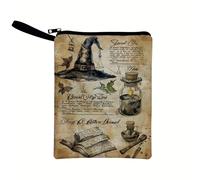 TEMU de libro con diseño en sobre, bolsa cosmética estampada con de sombrero y , para almacenamiento de libros, bolsas portátiles para iPad y teléfono móvil, ideal para viajes, , trabajo y