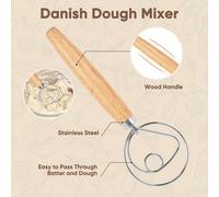 TEMU de masa para pan holandés de acero inoxidable de 10" con mango de madera, un de masa danés y raspador de masa, para mezclar , pizza, pastelería y tartas
