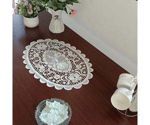 TEMU de mesa ovalado bordado de encaje , mantel, posavasos, tapete para Ins, tapete decorativo para el hogar, cubierta de mantel, tapete decorativo para mesa de Navidad