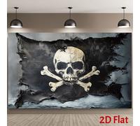 TEMU de Pirata 2D , 1 Pieza - 90.5x70.8 Pulgadas, Decoración de Fiesta 2D con Diseño de Calavera y Huesos y , Duradero para Temáticos, Decoraciones para el Hogar, 2D