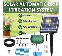 TEMU de riego por goteo con energía solar para jardín, kit de de riego por goteo para jardín, , invernadero, de riego para jardín compatible con 15 macetas, IPX5