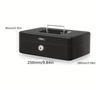 TEMU de seguridad Deli 1pc con cerradura de llave y bandeja para dinero, de metal duradera para billetes y monedas, negro