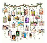 TEMU Decoración de Pared Colgante Desorganizada, Hojas Artificiales, Kit de Collage DIY, 20 Clips de Madera y 5 Adornos de , Adecuado para Hogar y , No Requiere Electricidad ni Plumas