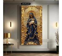 TEMU Decoración de pared en grande 2D , 2D , 2D de 1 pieza - Pintura religiosa sin de y Jesús, elegantes azules y dorados, adecuada para la o en casa, obra de , diseño , impresión de calidad