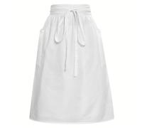 TEMU Delantal largo de medio cuerpo, delantal plisado de moda para mujer con cinturón de cintura con , falda para camarera de restaurante, ropa de trabajo sin , delantalito