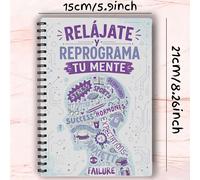 TEMU Diario de superación de la ansiedad versión española tamaño A5, cuaderno de mindfulness diario para la gestión del estrés, reflexión, guiados Ner para interior, , relajación, libro de Ing