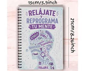 TEMU Diario de superación de la ansiedad versión española tamaño A5, cuaderno de mindfulness diario para la gestión del estrés, reflexión, guiados Ner para interior, , relajación, libro de Ing