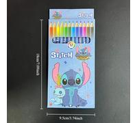 TEMU Disney Juego de 12 Lápices de Stitch, Kit de Dibujo de 12 Colores con de Almacenamiento - Regalo para y Amantes