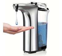 TEMU Dispensador Automático de Jabón HOTU Sin con Sensor Infrarrojo 17 oz/500 ml, 5 Niveles Ajustables para Lavabo y Cocina, Funciona con 4 Pilas AA (No Incluidas), Color Plateado