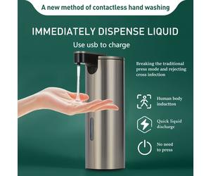 TEMU Dispensador de Jabón Automático Sin - Sensor Inteligente, Recargable por USB, para Decoración de Baño y Lavandería, Regalo, Dispensador de Acero Inoxidable, Higiene