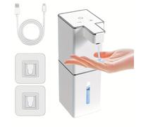 TEMU dispensador de jabón sin tecnología de sensor inteligente y control de goteo, ofreciendo opciones de dispensación diferentes. Se puede en la pared o colocar en un mostrador.