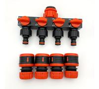 TEMU Divisor de manguera de jardín de plástico, desviador de 4 vías, conector de manguera G1/2 de 1/2"-3/4"-1" con válvula de cierre