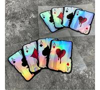 TEMU Dos pegatinas reflectantes de PVC con diseño de cartas de juego láser para cascos de motocicleta, calcomanías de vinilo impermeables adecuadas para , parachoques, maleteros y ventanas