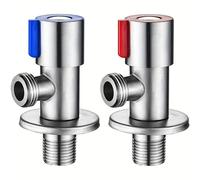 TEMU Dos piezas de , una azul, válvula triangular de acero inoxidable para agua fría y caliente, válvula de control de flujo de tres vías con G1/2, ideal para grifos de baño, inodoros y cocinas