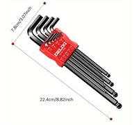 TEMU ELECTRIC Allen de con brazo largo de 9 piezas, llaves Allen de grado industrial, acero , estuche con bisagras, tamaño de /estrella SAE