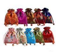 TEMU Elegante Colección de Bolsas de Regalo Bordadas Aleatorias de 10 piezas - Bolsa Versátil con Cordón para Joyería, Dulces y Ocasiones Especiales