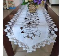 TEMU Elegante corredor de mesa de encaje con bordado floral negro - Decoración de mesa de poliéster rectangular para comedor y mesas de café, decoración central de mesa