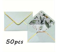 TEMU Elegantes 50 sobres autoadhesivos para invitaciones con detalles metálicos, papel - Perfectos para invitaciones de negocios y