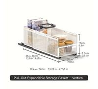 TEMU Envío por mar, 1 , Cesta de almacenamiento retráctil deslizante para gabinetes profundos, Organizador de estantes para espacios estrechos de cocina en cajones de gabinetes, Cesta deslizante