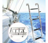 TEMU Escalera de barco de 4 peldaños, escalera plegable con carga de 136 kg, escalera de baño de acero inoxidable para , barcos de pesca con motor fueraborda y piscinas
