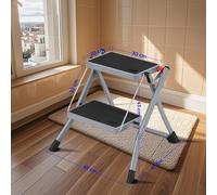 TEMU Escalera de Tijera de 2 Peldaños, Plegable, Carga de 150 kg, Bloqueo de Seguridad, de