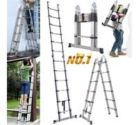 TEMU Escalera Telescópica Plegable de 12.5FT, Escalera de Combinación Plegable de Acero Inoxidable, Escalera de Extensión para Decoración y Pintura
