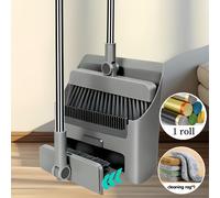 TEMU Escoba plegable / con recogedor, bolsa de basura y toalla, removedor de pelo antiadherente para pisos duros, para barco, , dormitorio, oficina, baño y exteriores, duradera, fácil de guardar y