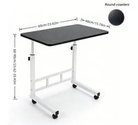 TEMU Escritorio Móvil con Ruedas y Altura Ajustable, Altura Ajustable de 60-90Cm, Escritorio Moderno para Laptop con Posavasos Redondos, Multifuncional para Dormitorio, o Uso en Oficina al