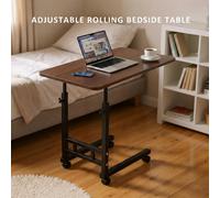 TEMU Escritorio Portátil de C para Cama y Sofá - Mesa Ajustable con Ruedas, Mesa Móvil Pequeña con Estantes de Almacenamiento, Mesita de Noche Ajustable para Hogar, Oficina y